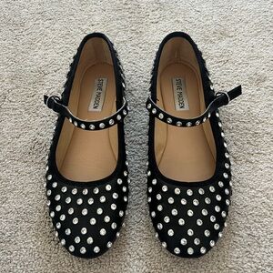 Steve Madden Black Flats with Silver Accents